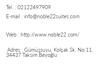 Noble22 Suites iletiim bilgileri